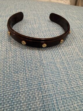 Henri Bendel Brown Cuff Bracelet with Gold Studs